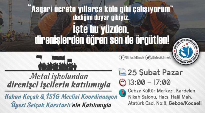 BEK’ten Gebze’de “Direnişlerden Öğren, Sen De Örgütlen!” Forumu