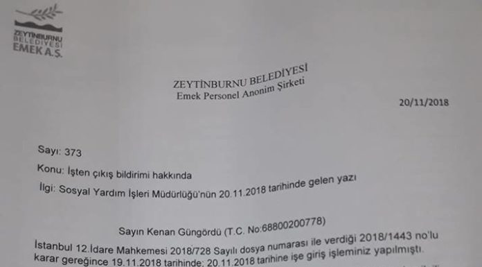 Zeytinburnu Belediyesi’nden Yine Hukuksuz Bir Karar…