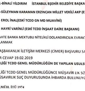 Binali Yıldırım Hakkında Suç Duyurusu