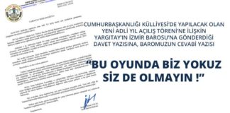 İzmir Barosu’ndan Saray’a Ret!