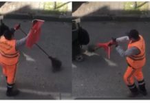 Temizlik emekçisi, sokağa çıkamayan vatandaşın çaldığı müzik ile dans etti