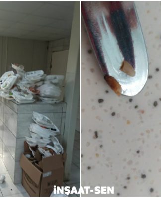 AKM inşaatında çalışan işçilerin yemeğinden kurt çıktı