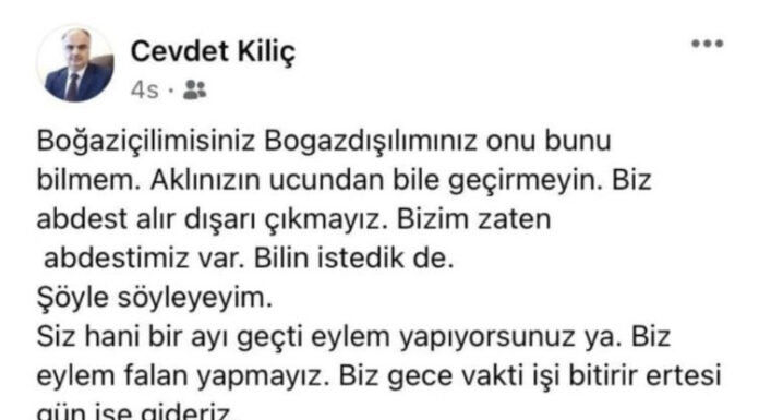 İlâhiyat Dekanı Boğaziçi öğrencilerini tehdit etti
