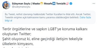 Twitter, Soylu’yu yine kısıtladı