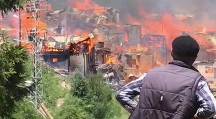 Artvin Yusufeli’nde başlayan yangın evlere sıçradı!