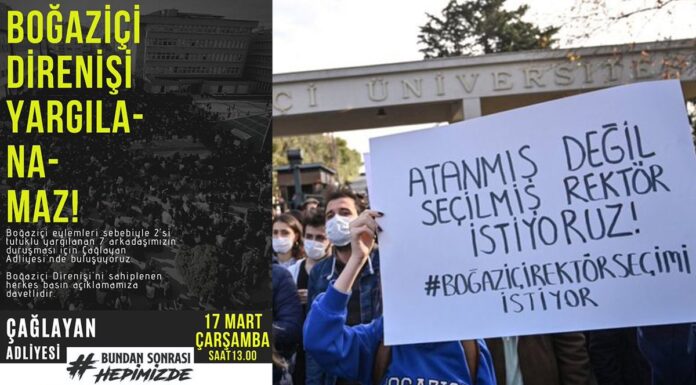 Boğaziçi öğrencileri desteğe çağırıyor: “Yarın Çağlayan Adliyesi’ndeyiz”