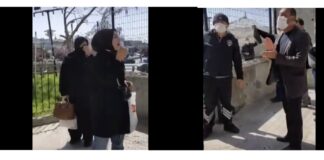 Üsküdar’da camiye girmek isteyen kadın, bir erkek tarafından engellendi!