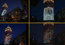Anneler Günü nedeniyle AKP’li Beyoğlu Belediyesi, Galata Kulesi’ne Atatürk’ün annesi ile birlikte Erdoğan’ın annesinin de fotoğrafını yansıttı