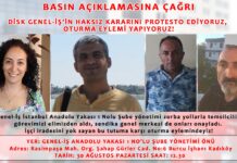 Görevden alınan işçi temsilcileri: “Genel-İş’i protesto ediyoruz, oturma eylemine geçiyoruz, herkesi yarınki basın açıklamasına davet ediyoruz”