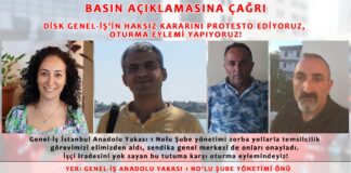 Görevden alınan işçi temsilcileri: “Genel-İş’i protesto ediyoruz, oturma eylemine geçiyoruz, herkesi yarınki basın açıklamasına davet ediyoruz”