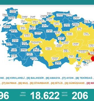 Türkiye’nin koronavirüs tablosu: 24 saatte 206 kişi yaşamını yitirirken, 18 bin 622 yeni vaka tespit edildi