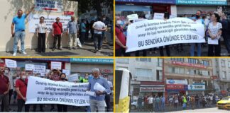 DİSK Genel-İş tarafından görevlerinden alınan temsilciler, sendika şubesi önünde basın açıklaması yaparak oturma eylemine başladı