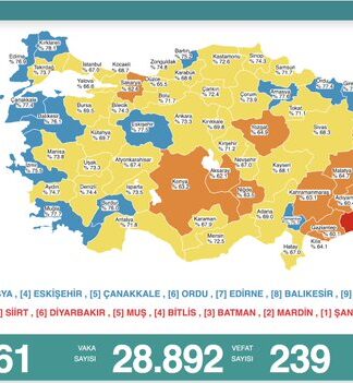 Türkiye’nin koronavirüs tablosu: 239 kişi yaşamını kaybederken, 28 bin 892 yeni vaka tespit edildi!