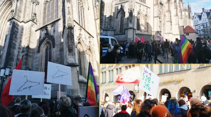 Münster’de sağcı gericilerin kürtaj karşıtı yürüyüşüne karşı ilericiler eylem yaptı