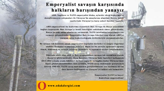 Emperyalist savaşın karşısında halkların barışından yanayız