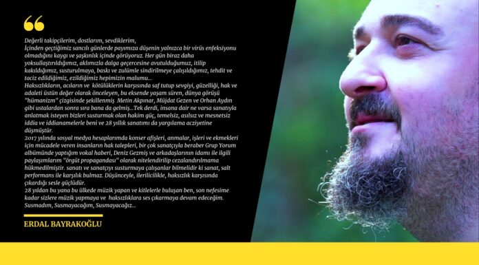 Halkın sanatçısı Erdal Bayrakoğlu’na “terör örgütü propagandası” iddiası ile dava: Denizleri, İbrahim’i anmak gerekçe gösterildi
