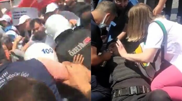 Katledilen arkadaşları için iş bırakan doktorlara polis saldırdı, saldırı esnasında fenalaşan polise yine o doktorlar müdahale etti!