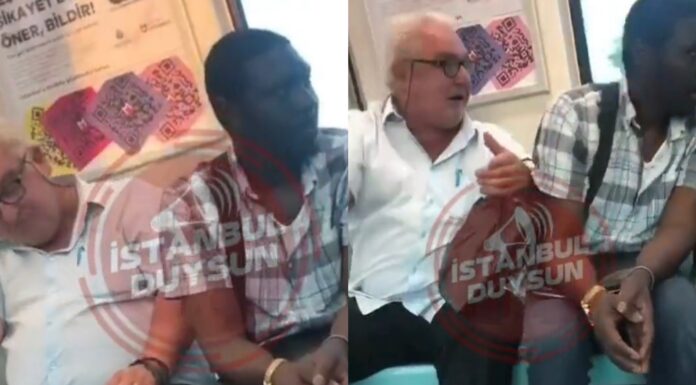 İstanbul metrosunda bir kişi, siyahi bir aileye küfürler etti