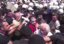 Sağlık çalışanlarının eyleminde polise tokat attığı iddia edilen astsubay tutuklandı