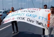 Emlak Konut YDA Group’a karşı direnen işçiler Boğaziçi Köprüsü’nde eylem yaptı