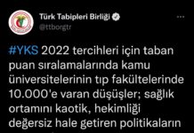 TTB’den tıp fakültesi giriş sıralamalarına tepki: “Beyaz çöküş”