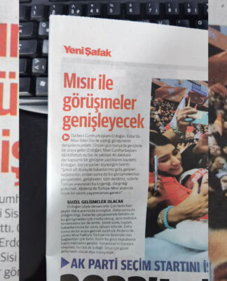 Yeni Şafak’ın Mısır ile ilgili haberinde, “Darbeci Cumhurbaşkanı Erdoğan” ifadesi yer aldı
