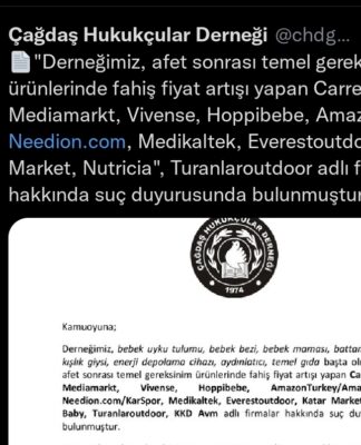 Çağdaş Hukukçular Derneği fahiş fiyat artışı yapan 11 firmaya suç duyurusunda bulundu