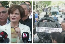 Erdoğan’ın kaset açıklamasına karşı CHP, AKP önüne siyah çelenk bıraktı