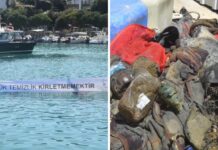Bodrum’da denizin dibinden 10 ton katı atık çıkarıldı