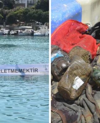 Bodrum’da denizin dibinden 10 ton katı atık çıkarıldı