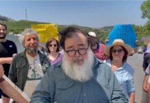Uskumruköylüler sağlığa ve çevreye zarar verecek beton santralini protesto etmek için bir araya geldi