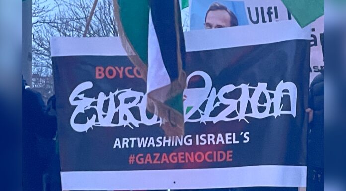 Göteborg’da İsrail’in Eurovision’dan çekilmesi için yapılan eyleme yüzlerce insan katıldı