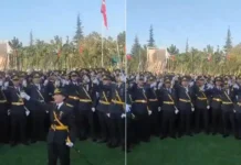 Erdoğan’ın katıldığı Kara Harp Okulu mezuniyetinde teğmenler kılıçlarını çekerek slogan attı: “Mustafa Kemal’in askerleriyiz”