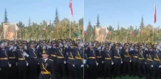 Erdoğan’ın katıldığı Kara Harp Okulu mezuniyetinde teğmenler kılıçlarını çekerek slogan attı: “Mustafa Kemal’in askerleriyiz”