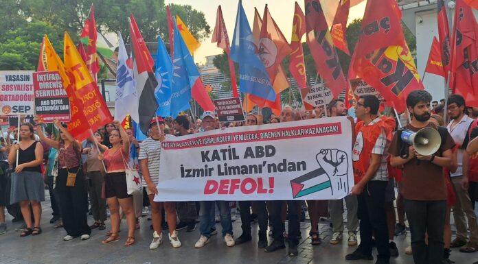 Devrimci gruplardan ABD savaş gemisine karşı İzmir’de anti-emperyalist eylem
