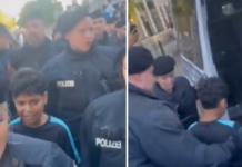 Berlin’de Filistin bayrağı tutan çocuk polisler tarafından kovalandı ve gözaltına alındı