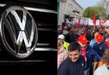 Volkswagen işçileri toplu sözleşme öncesinde uyarı eylemi yaptı
