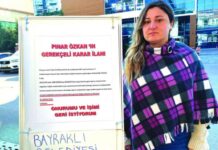 İzmir Bayraklı Belediye işçisi Pınar Özkan işe iade davasını kazanmasına rağmen işe alınmayınca, yeniden direnişe başladı
