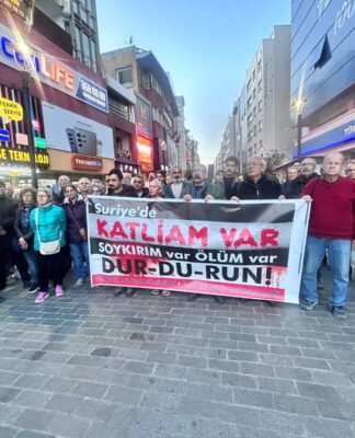Suriye’de yaşanan Alevi katliamına yönelik İzmir’de basın açıklaması düzenlendi
