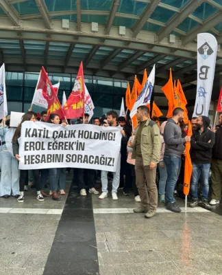 Haklarını aradığı sırada dövülerek katledilen işçi Erol Eğrek için Çalık Holding önünde eylemler düzenlendi