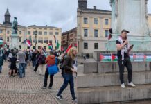 Her hafta Göteborg’da düzenlenen Filistin eylemi bu cumartesi de devam etti