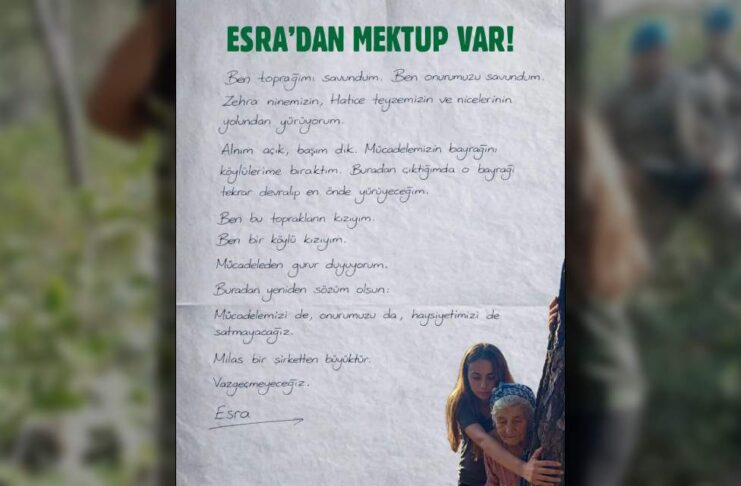 Ormanına sahip çıktığı için tutuklanan Esra Işık’tan mektup: “Mücadelemizi de, onurumuzu da, haysiyetimizi de satmayacağız”