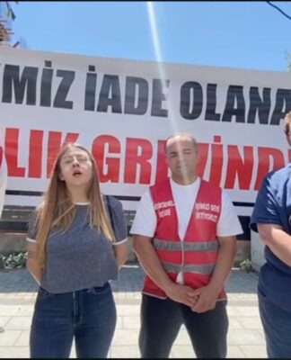 203 gündür Beşiktaş Belediyesi önünde direnen Turan Çil, Cem Devran Çiftçi ile birlikte işe geri alınana kadar süresiz açlık grevine başladı