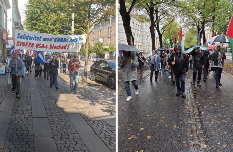 İsveç Göteborg’da Küba ve Filistin’le Dayanışma Eylemleri