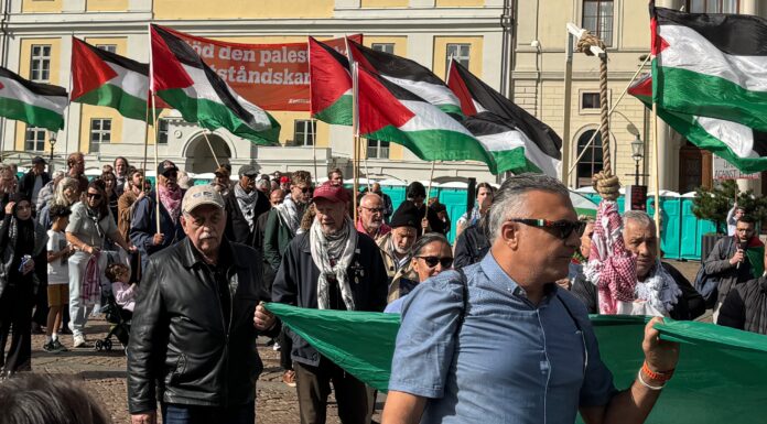 Göteborg’da Filistin yürüyüşü çevre eylemcileriyle buluştu